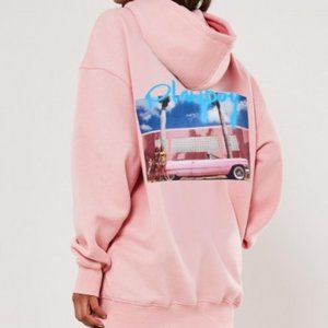 Playboy x Missguided Pink Spray Paint Car Graphic Hoodie Dress
